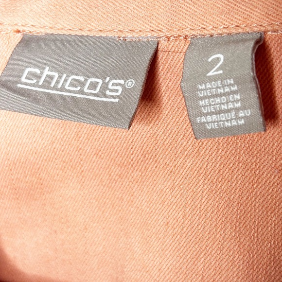 Chico's Cantaloupe 2 Piece Denim Set Size 2/L Jean Jacket Ankle Pants Stretch - Picture 7 of 14